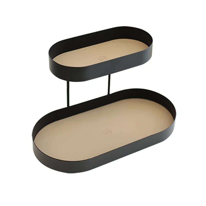 

2-Слои металлический лоток для хранения украшений Дисплей пластины ожерелье, серьги, кольца, косметический Органайзер разное Декор лоток