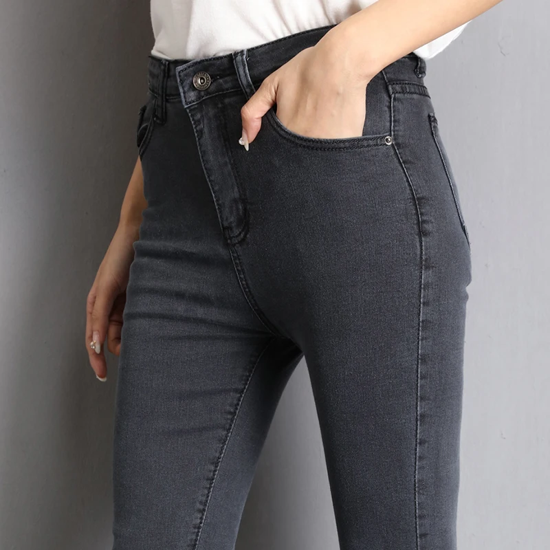 

Jeans for Women Mom Jeans Blue Gray Black Woman High Elastic Plus Size 40 Stretch Jeans Female Washed Denim Skinny Pencil Pants