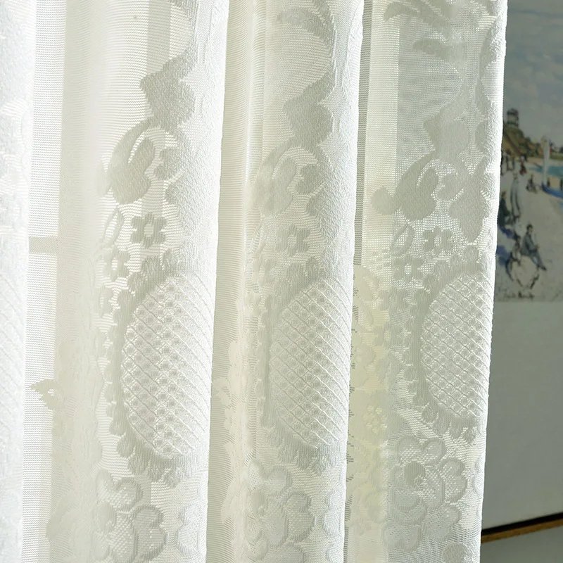 Белая жаккардовая плотная занавеска для гостиной спальни Современная кружевная