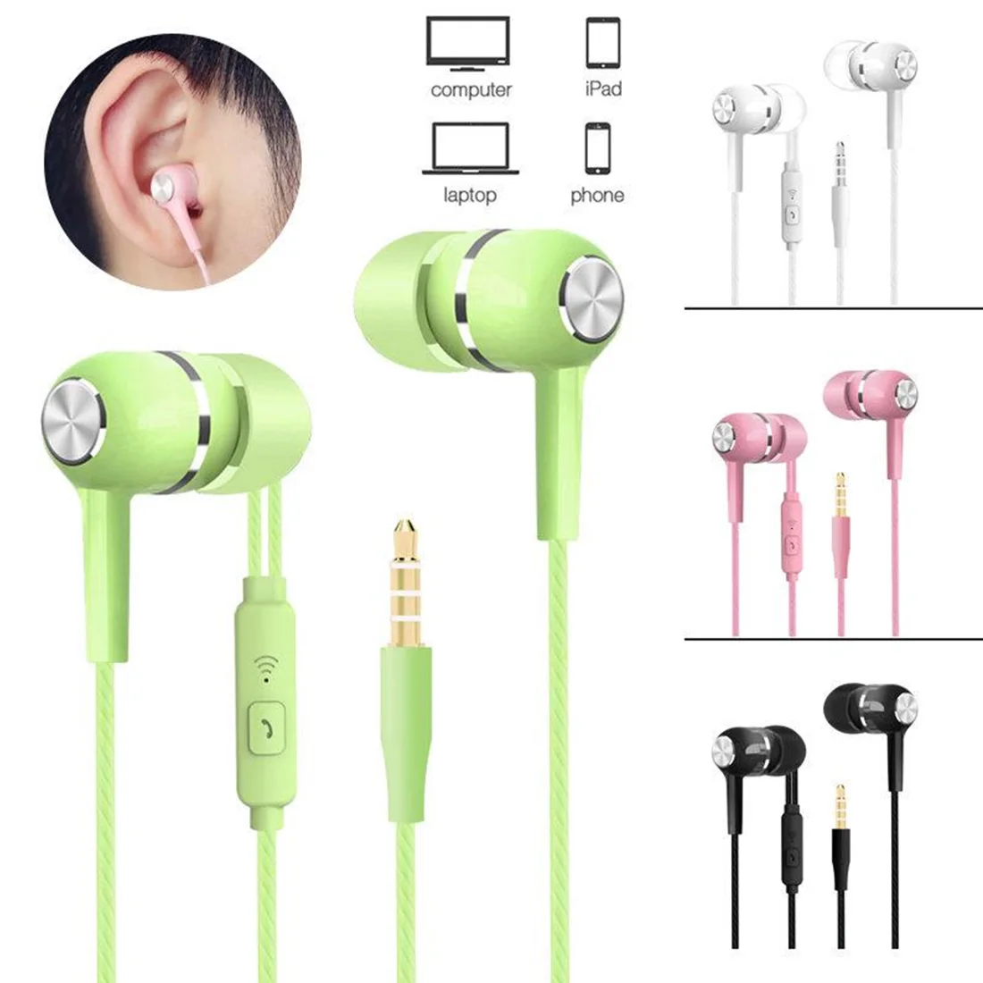 In-ear earphone subwoofer wired headset VPB S12 with wheat line control universal mobile phone ear plug | Электроника