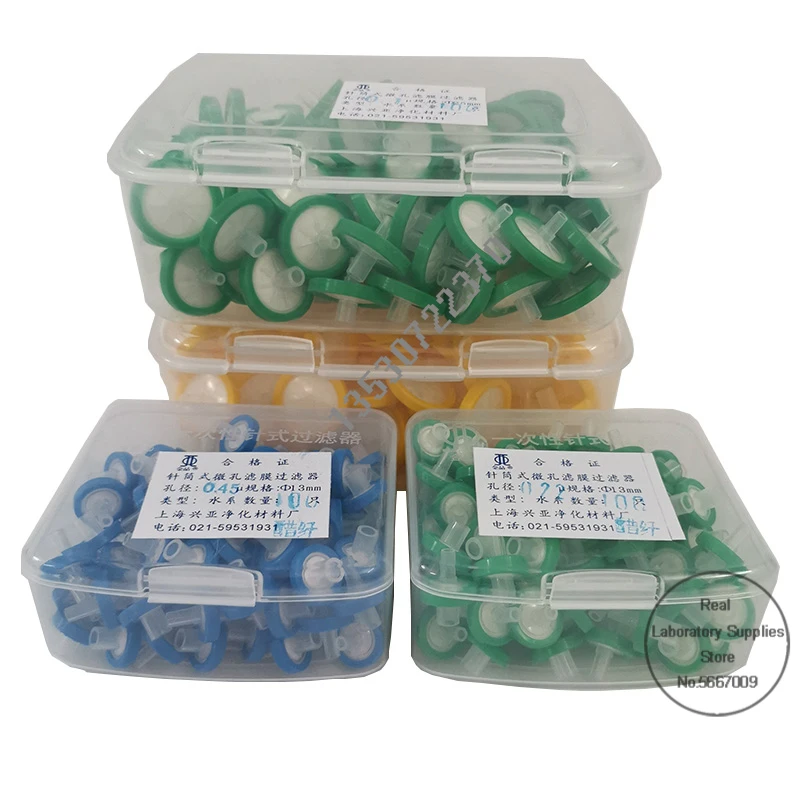 

100pcs/box Lab Cellulose Acetate /Glass Fiber 13/25mm Microporous Membrane Syring Filter, 0.22/0.45um Micron Needle Filter