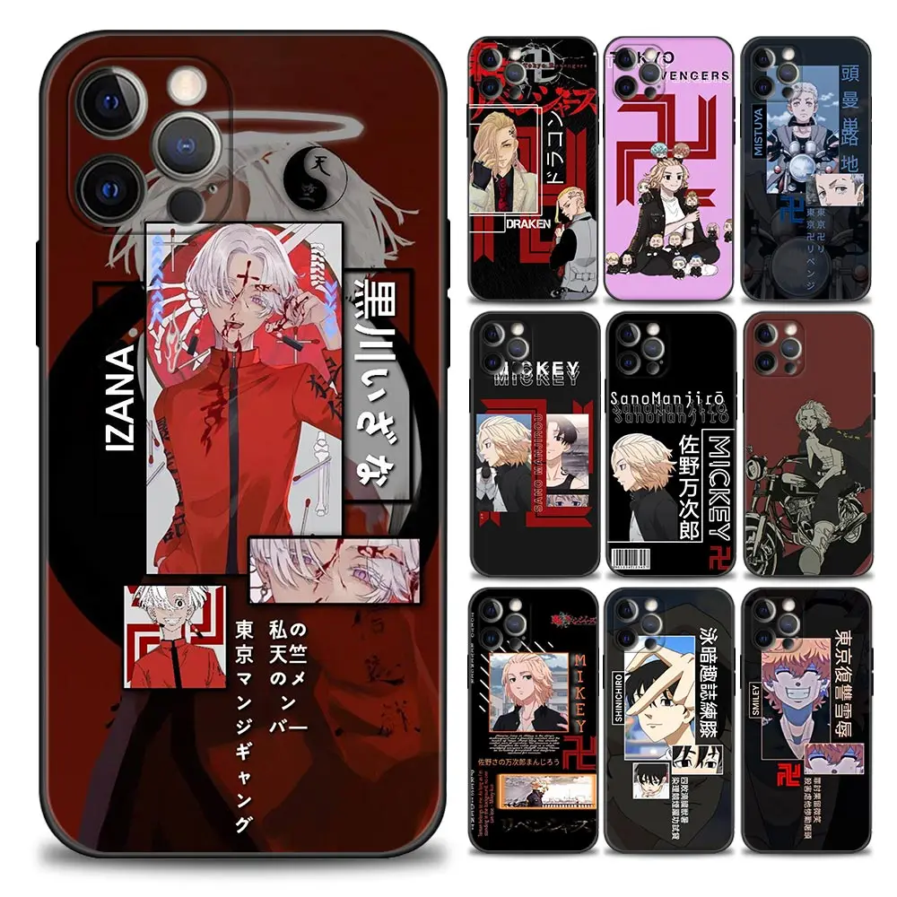 

Cartoon Anime Tokyo Revengers Phone Case for iPhone 11 12 13 Pro Max 7 8 SE XR XS Max 5 5s 6 6s Plus Black Soft Silicon Cover