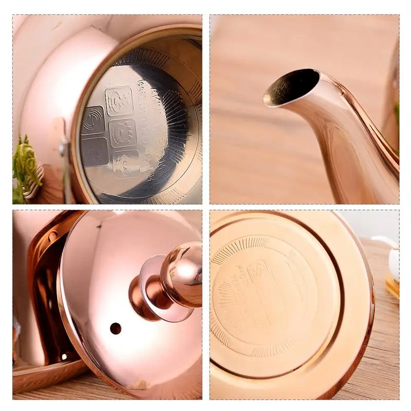 

Whistling Kettle Infuser Loose Leaf Stainless Steel Teapot Rose Gold Tea Stove Induction Stove Copper 2-Liter 2.1-Quart