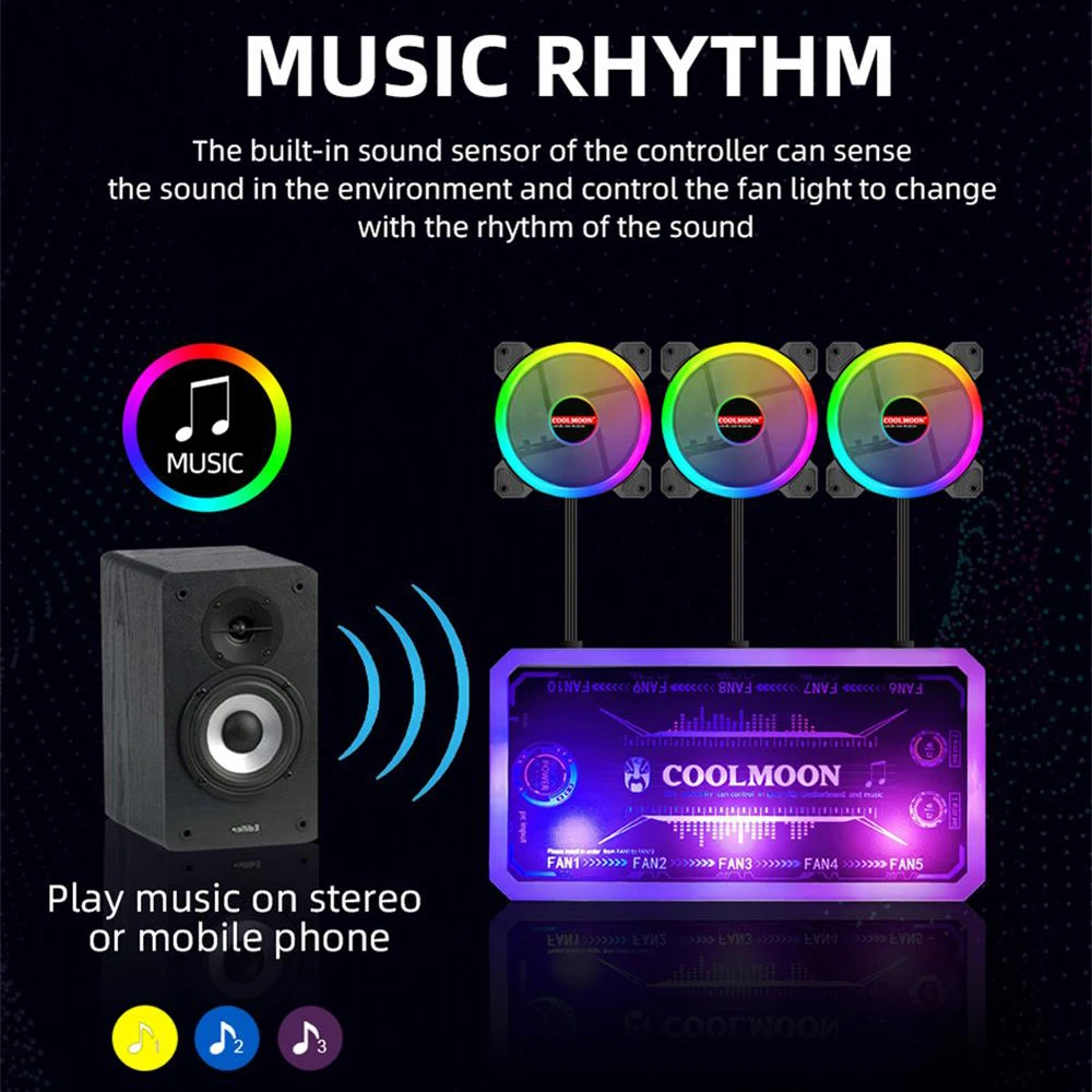 Кулер COOLMOON для ПК с RGB-подсветкой 120 мм 6 контактов 12 В | Компьютеры и офис