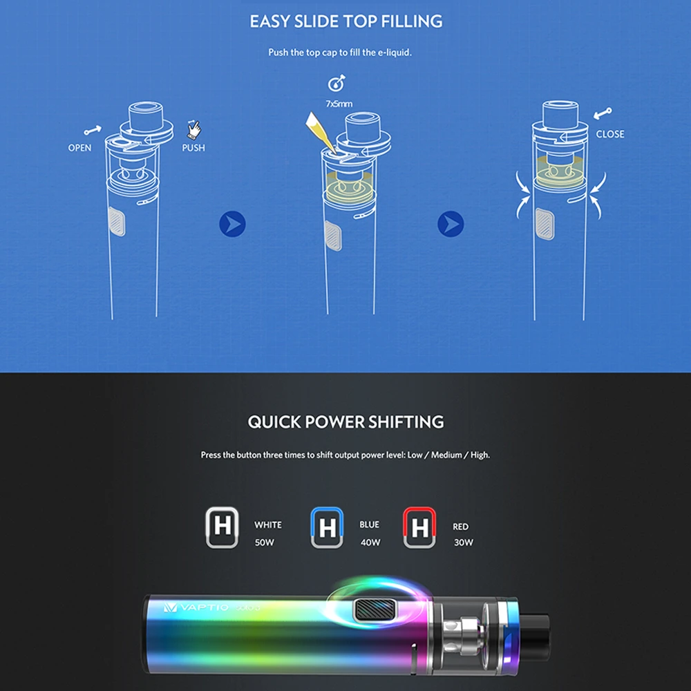 New Item Original Vaptio Solo 3 KIT With 3000mAh Built-in Battery 2.0/5.0ml Adjust The Vapor Electronic Cigarette Vaporizer | Электроника