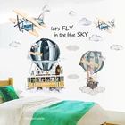 Наклейки на стену в виде мультяшного самолета для детской комнаты, Настенный декор, самоклеящиеся виниловые наклейки на стену, экологичные настенные фрески, домашний декор