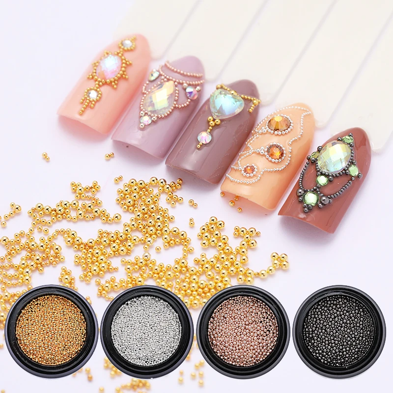 Маленькие Мини стразы для украшения ногтей 3D металлические бусины стальные