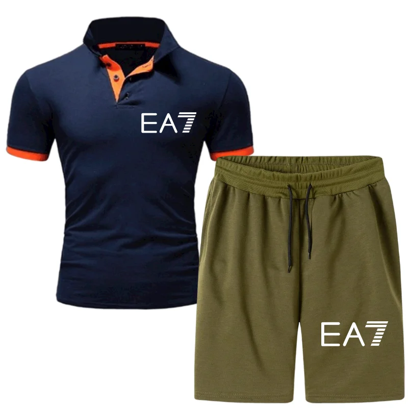

Brand New Style EA7 POLO Shirt Top Casual Outdoor Sports Men'S Clothing+ Breathable Summer Suit Beach Shorts Hot Sales