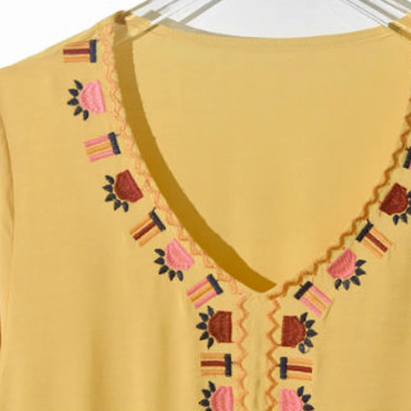 Женское пляжное платье с вышивкой длинное в этническом ретро-стиле расклешенным