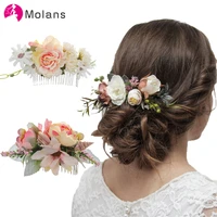 molans boho bridal hair combs rustic wedding floral women stimulation flower hairpins brides hair accessories greenery combs
