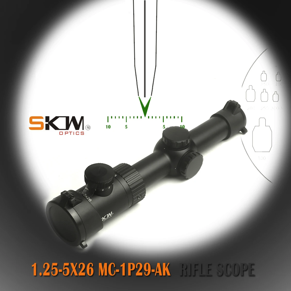SKWoptics 1.25-5x26 MC1P29-AK Tactical riflescopes Hunting for AK AR, M4 Kalashnikov sight compact rifle scope reticle