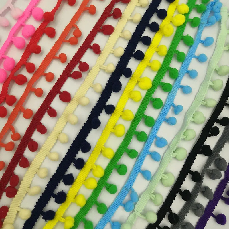 

4 Yards Pom Pom Lace Trim Ball 10 mm MINI Pearl Pompom Fringe Ribbon Sewing Lace Kintted Fabric Handmade DIY Craft Accessories