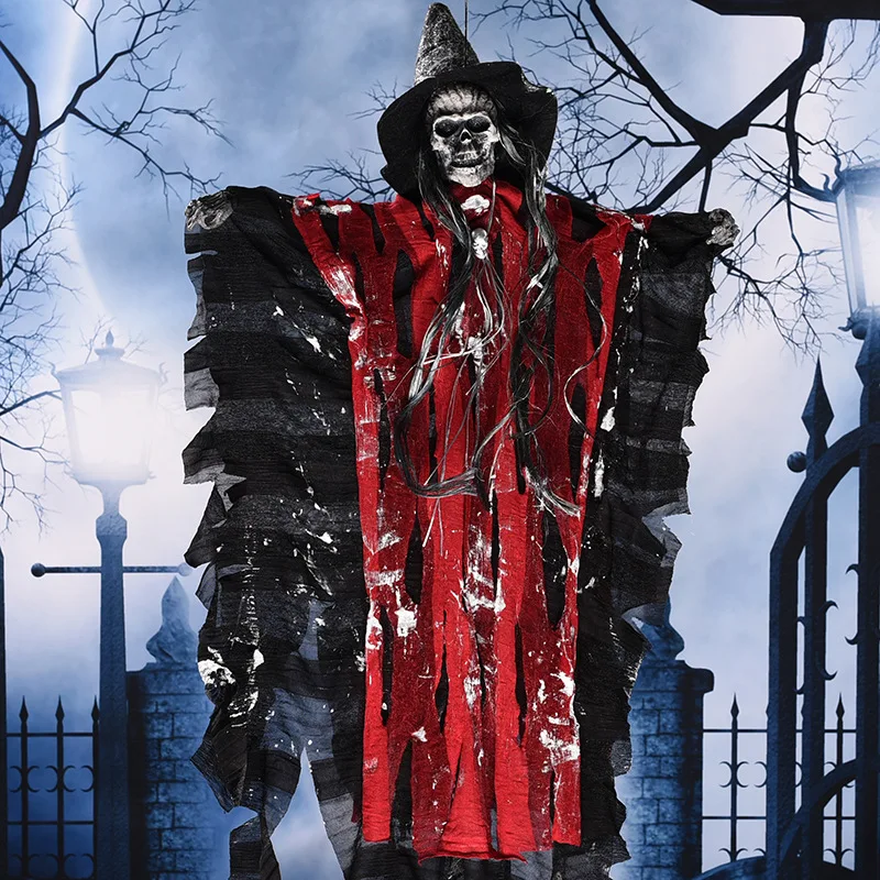 

Хэллоуин дом с привидениями бар Escape Декор подвесной реквизит Голосовое управление светящиеся глаза висит ужас призрак жуткий Грим жнец