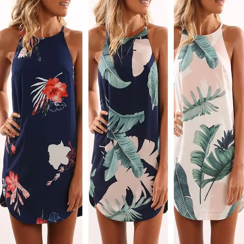 VESSOS летнее Новое Женское платье с цветочным принтом без рукавов повседневное