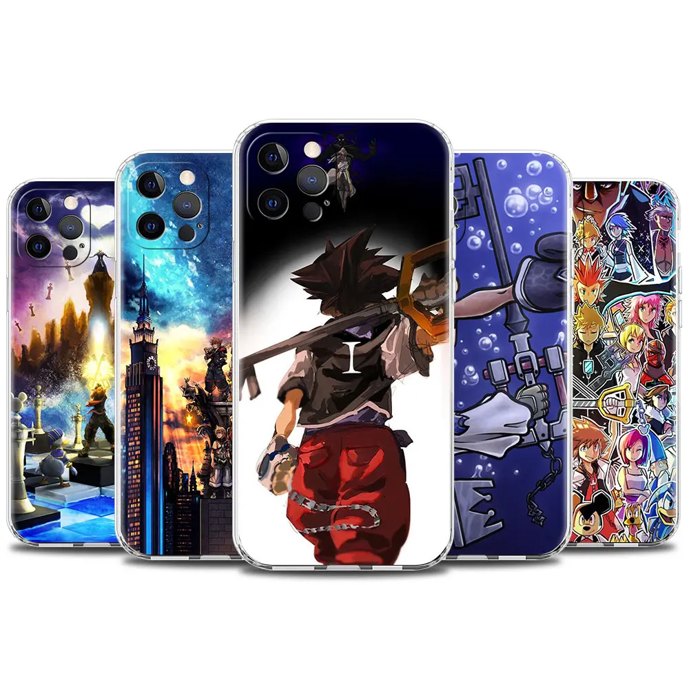 

Прозрачный чехол для Apple iPhone 13, 11, 12 Pro Max, чехол 7, 8, XR, прозрачный мягкий чехол, корпус, чехлы с героями Диснея, игр, Kingdom, Hearts