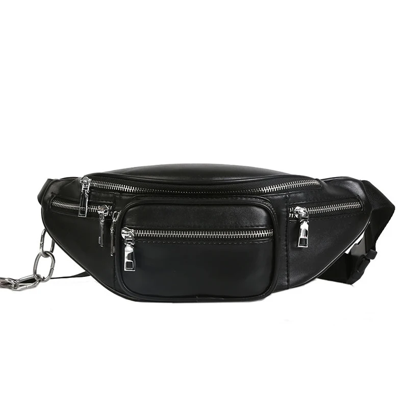 Black Waist pack Женская поясная сумка из искусственной кожи; мужская стильная сумка-банан; черный ремень; многофункциональная сумка через плечо - Цвет: Black Waist pack