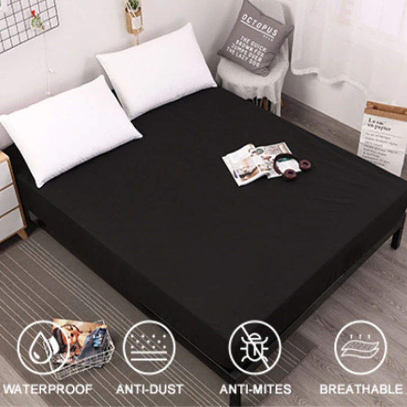 Сплошной цвет 100% водонепроницаемый наматрасник с эластичным покрытием для