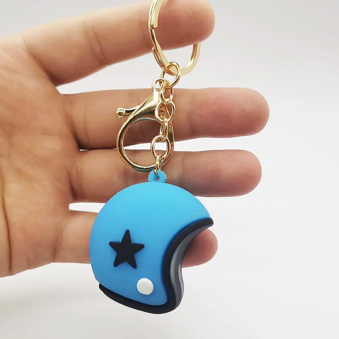 

Fashion Cartoon Motorcycle Helmet Keychain Creative Neutral Car Bag Helmet Key Ring Pendant Gift For Car Lovers
