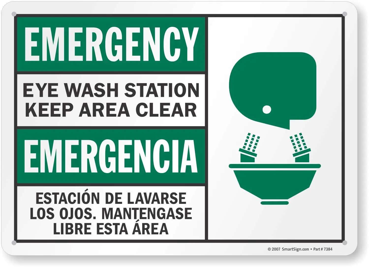 Аварийная станция для промывки глаз сохранить ясную область двуязычный знак | 8