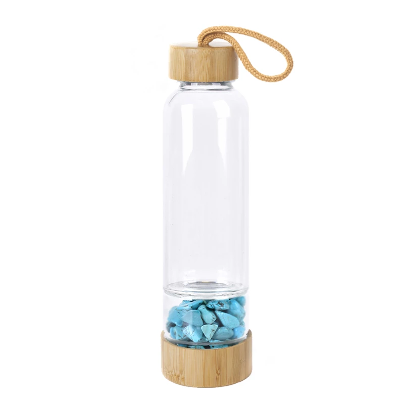 Natrual Crystal Water Bottle Precious Stone Bamboo Glass Gravel Irregularity Drink | Украшения и аксессуары