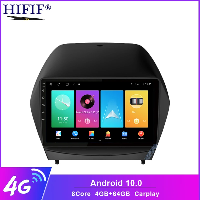 Сверхтонкий сенсорный экран 9 дюймов Android 10 радио GPS навигация для HYUNDAI Tucson IX35 2009 2014
