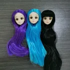 Распродажа BJD голова куклы 3D глаза подходит для 30 см обтягивающие куклы тела красный коричневый фиолетовый средней длины парик Мода девушка DIY одеваются игрушки