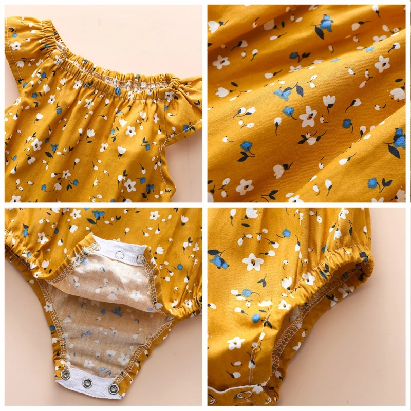 

Infant Romper Baby Girls Sleeveless Floral Pattern Romper with Headband Toddler Kids Clothes