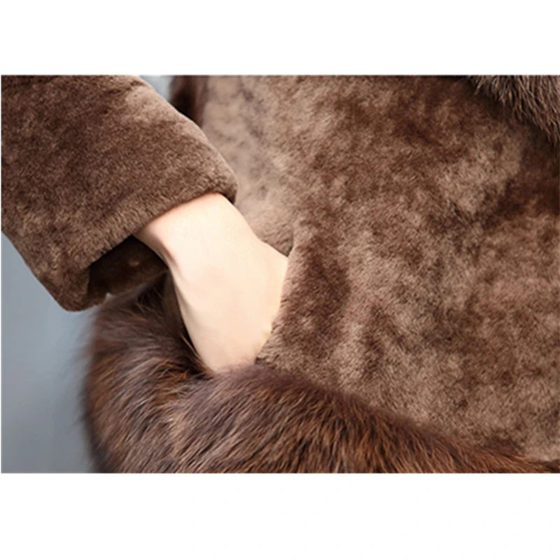 

coat Winter wool New Real Fashion Women Long Sleeve Thicken Warm Hidden discount High quality Female Pockets Round collar coat