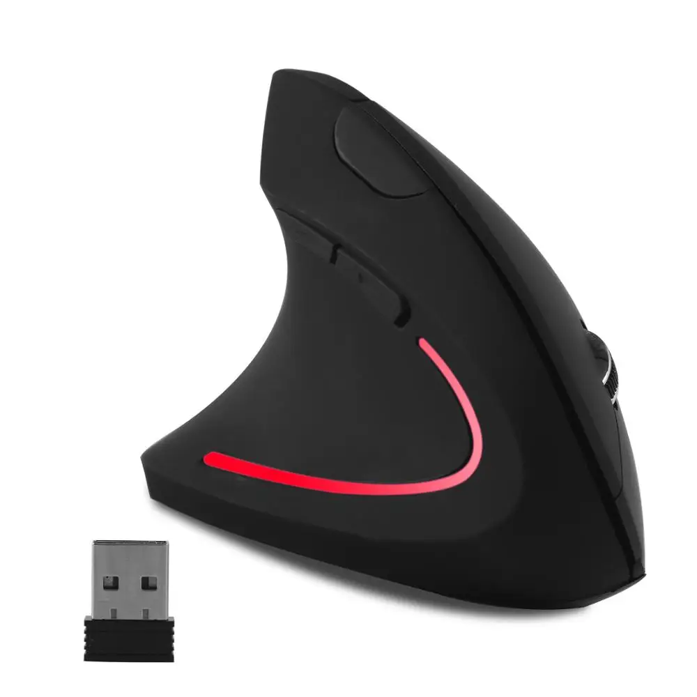 Вертикальная Эргономичная мышь 2 4 ГГц USB Беспроводная игровая 1600DPI светодиодный