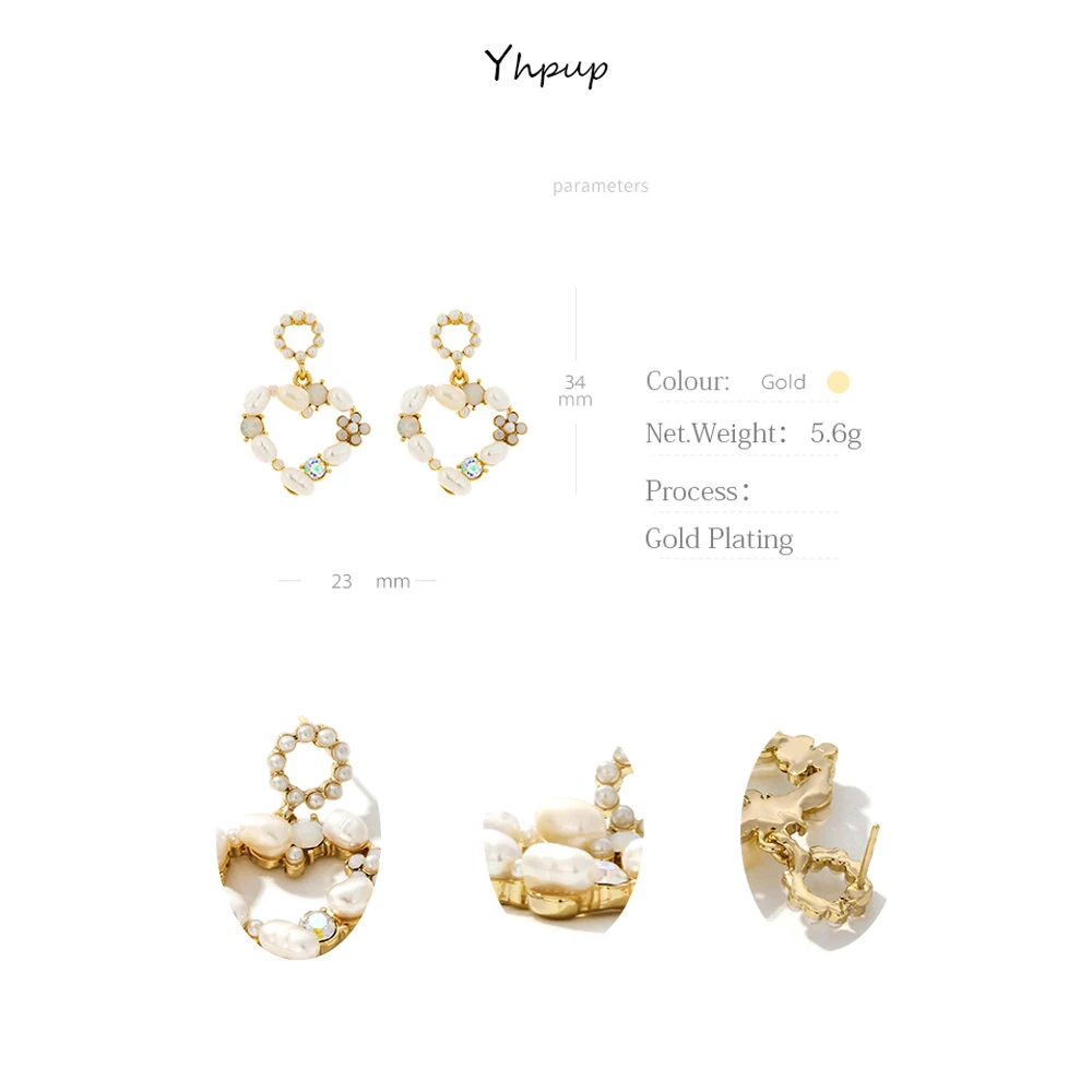 Yhpup милые романтические геометрические висячие серьги в форме сердца с