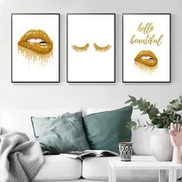 golden lips eyelashes living room canvas decorative painting poster picture album photo home decor wall decoration accessories