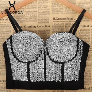 Женский облегающий Топ Orset, готический топ с высокой талией вечерние блестками