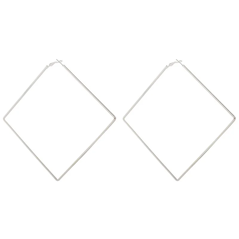 Классические большие квадратные серьги для женщин золотого и серебряного цвета