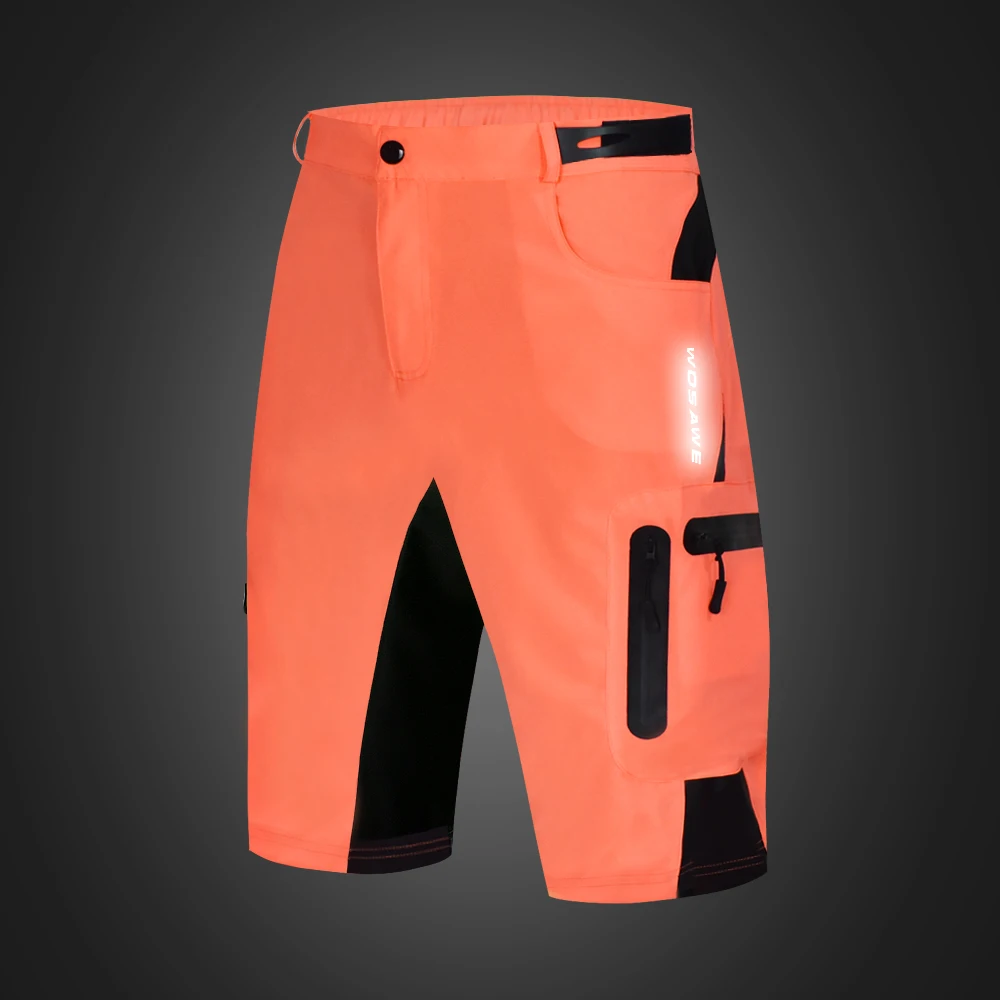 Orange Pink WOSAWE Мужские MTB шорты для открытого мотокросса Короткие штаны дышащие свободные подходят для бега велосипедные шорты Ciclismo - Цвет: Orange Pink