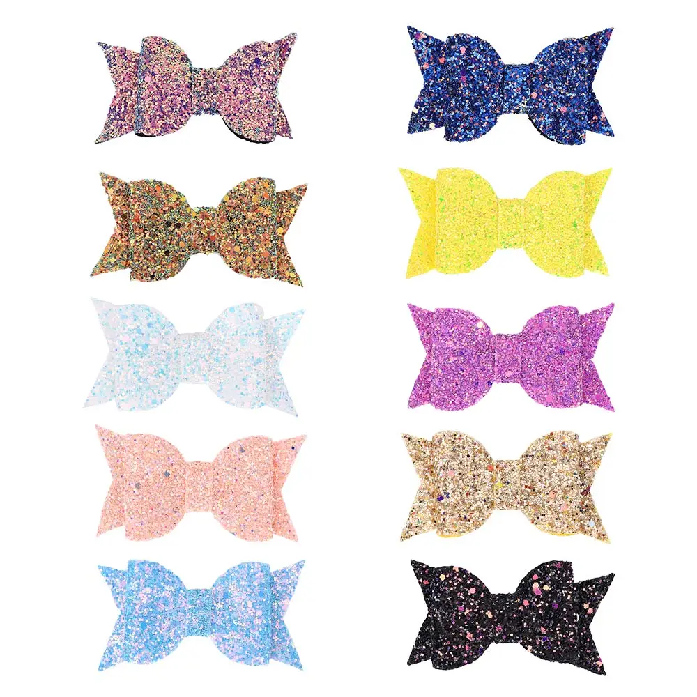 

10 Colors 3.5 Inch Bowknot Hair Clip Sweet Glitter Kids Hair Pins Headwear Barrettes Baby Girls Hair Accessories