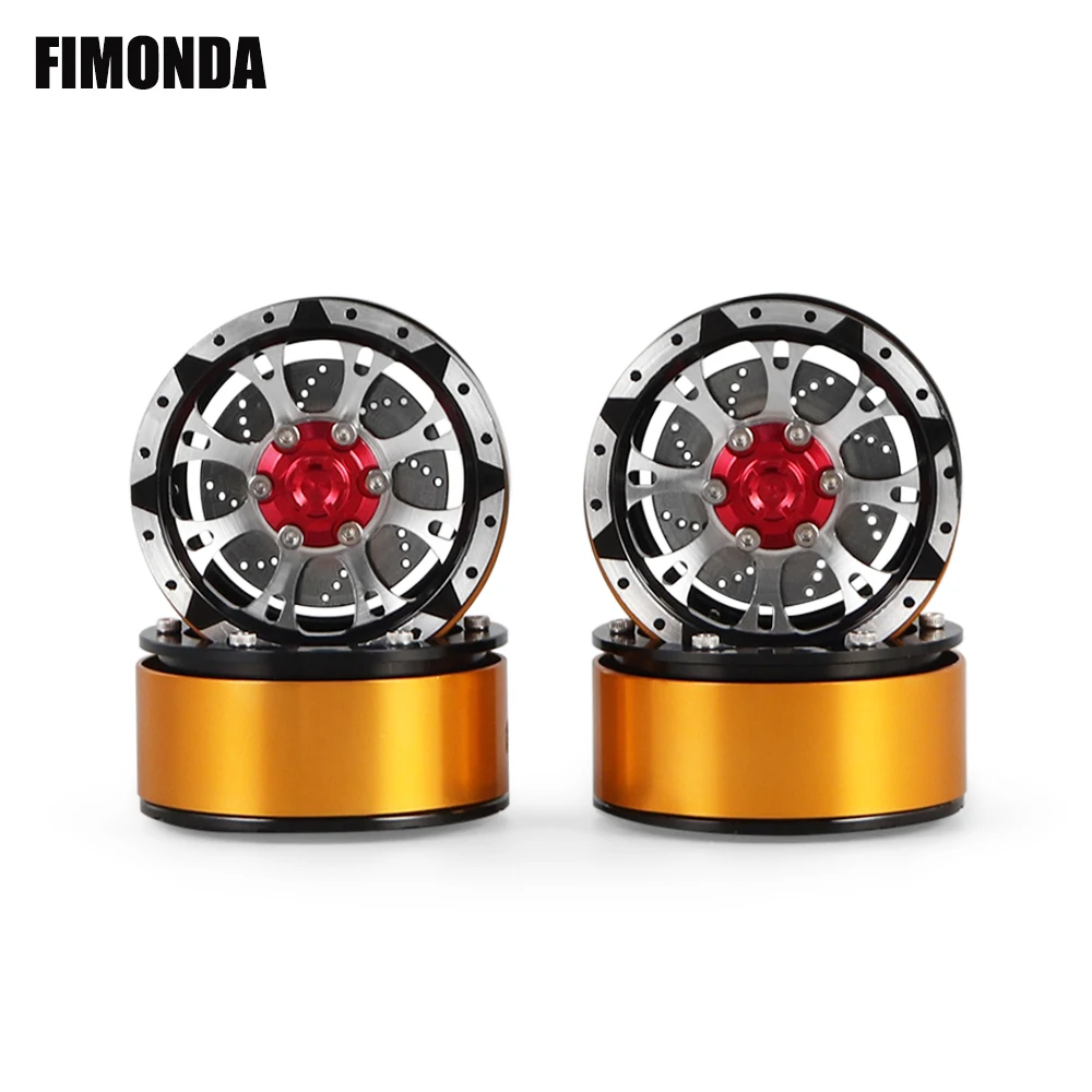 

4pcs 1.7 inch Aluminum Alloy Beadlock Wheels with Brake Disc for 1/10 RC Crawler Car Axial SCX10 Wraith 90018 RC4WD TF2 Mojave