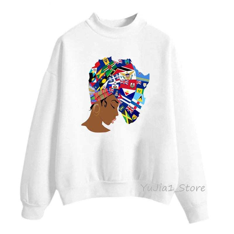 

sudadera mujer 2021 Melanin Poppin hoodies black African kawaii girl printed sweatshirt women clothing harajuku oversized hoodie