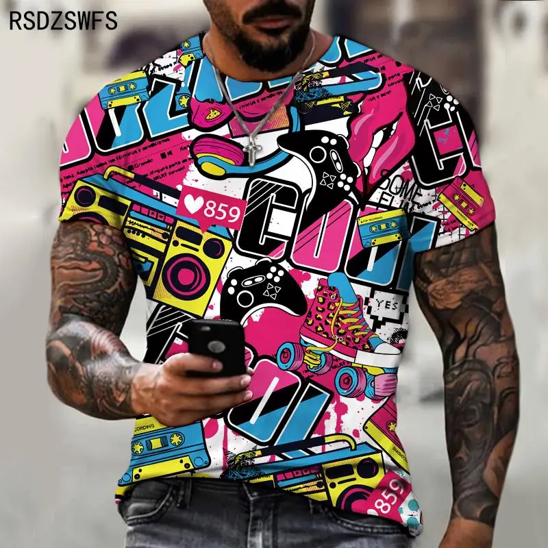 

2021 rock street graffiti T-shirts Summer Rock Band streetwear male t shirt tee Men's shirt homme size XXS 5XL