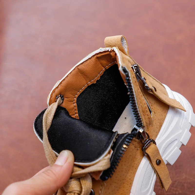 Детская повседневная обувь Осень зима Ботинки Martin модная кожаная для мальчиков