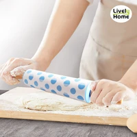 silicone rolling pin non stick surface wooden handle colorful pin for dough tortilla bread and pizza