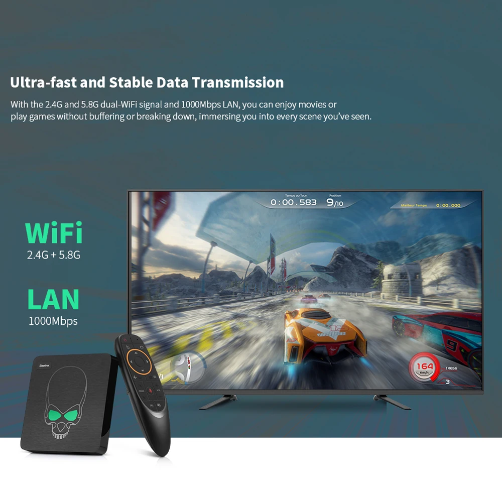 Beelink GT-King Android 9,0 tv Box Amlogic S922X 4 Гб 64 Гб 2,4G голосовой пульт дистанционного управления 1000 Мбит/с 4K HD 2,4G+ 5,8G WiFi USB3.0