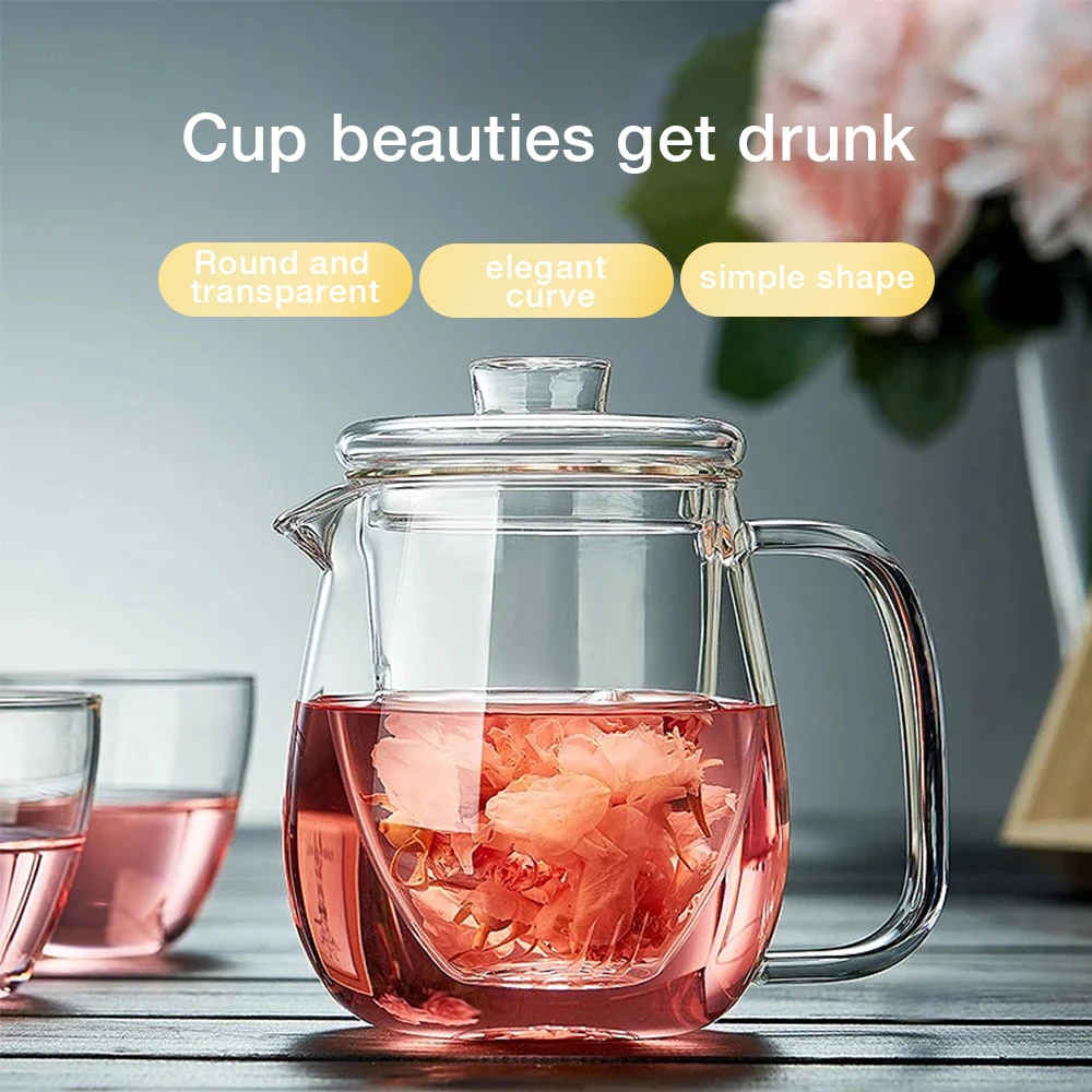 Бытовой Съемная термостойкого Стекло Чай горшок со съемным заварки пуэр чайник