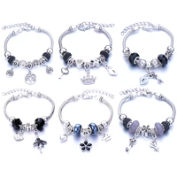 dropshipping black series crystal women charm bracelet bangles for women beads brand bracelets for fashion jewelry gift