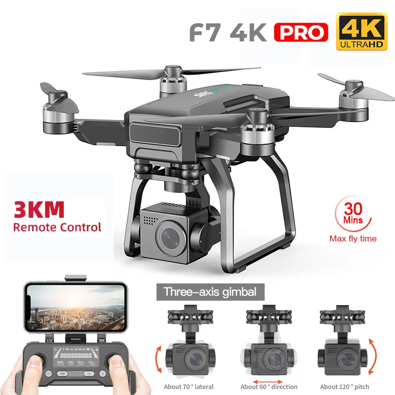 

F7 4K Pro GPS Drone With Wifi FPV HD Camera 3-axis Gimbal Professional Rc Dron EIS Brushless Quadcopter Vs SG906 Max F11