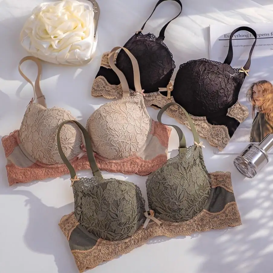 

Бюстгальтер пуш-ап женский кружевной, пикантное удобное нижнее белье без косточек, с небольшой грудью