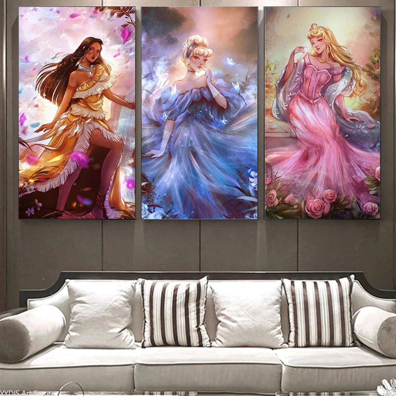 

Disney Nordic Princess Cartoon Poster Canvas Painting Print Wall Art Picture Girls Room Decor Cuadros Home Decoration Gift