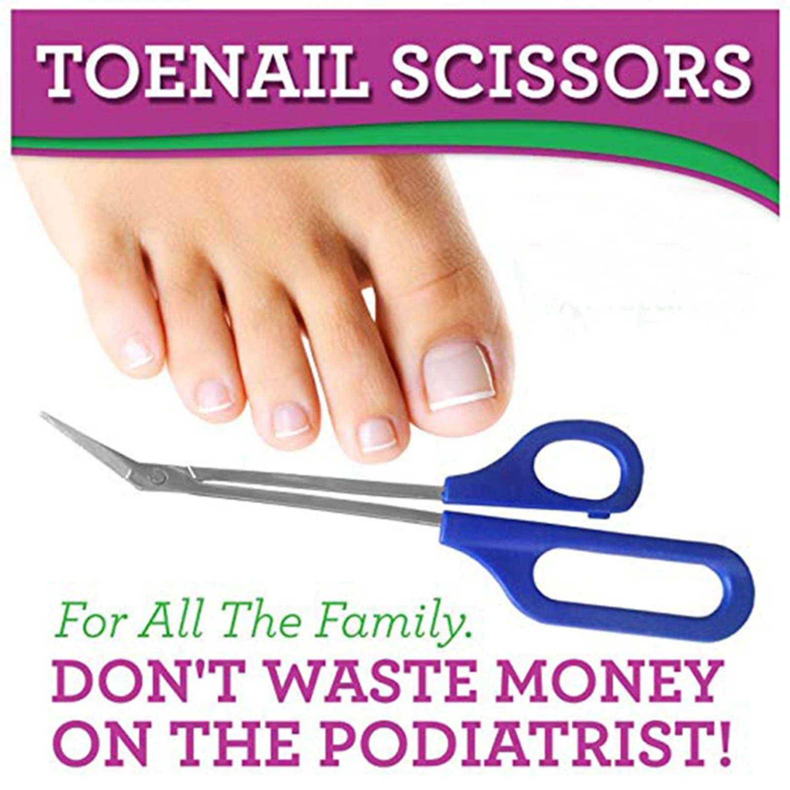 

Long Handle Toenail Scissors for Seniors - Perfect for Easy Use - Toe Clippers for Men and Women