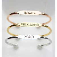 personalized engraved bracelets stainless steel customized singlle cuff bangle custom name valentines day gift for lovers