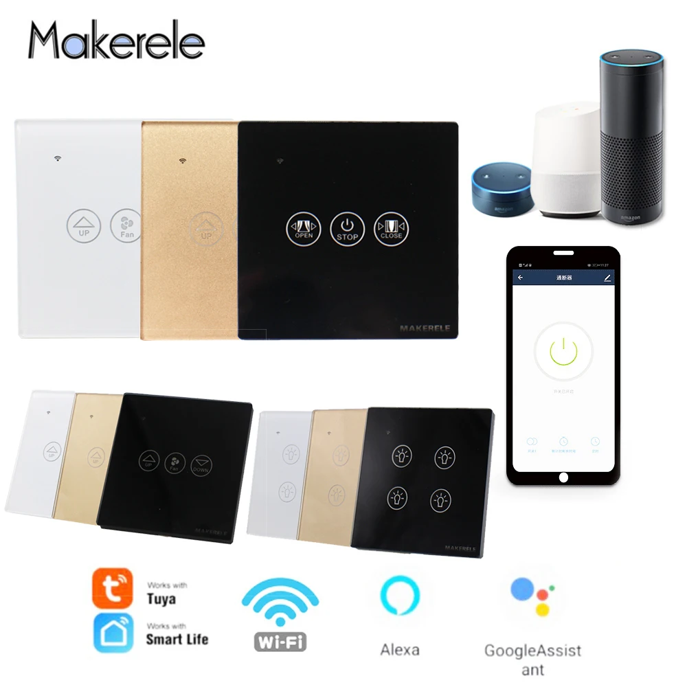 Сенсорный переключатель Smart Life с Wi Fi ЕС регулировкой скорости и яркости для