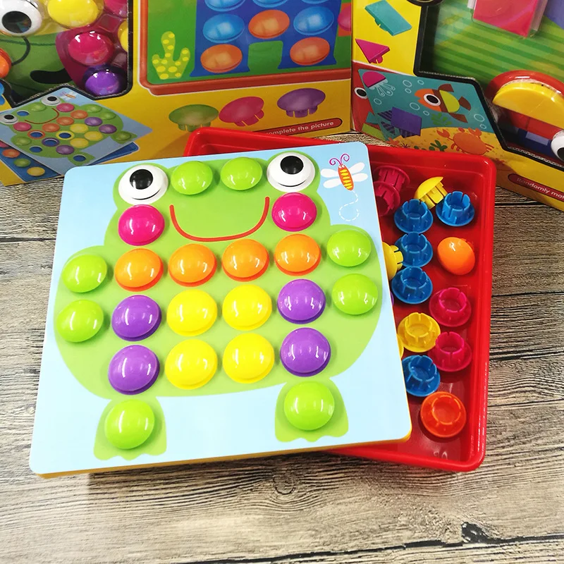 

Creative 3D Puzzles Buttons Art Assembling Mosaic Baby Mushroom Nail Kit Toys Kids Enlightenment Educational Toy Mosaic
